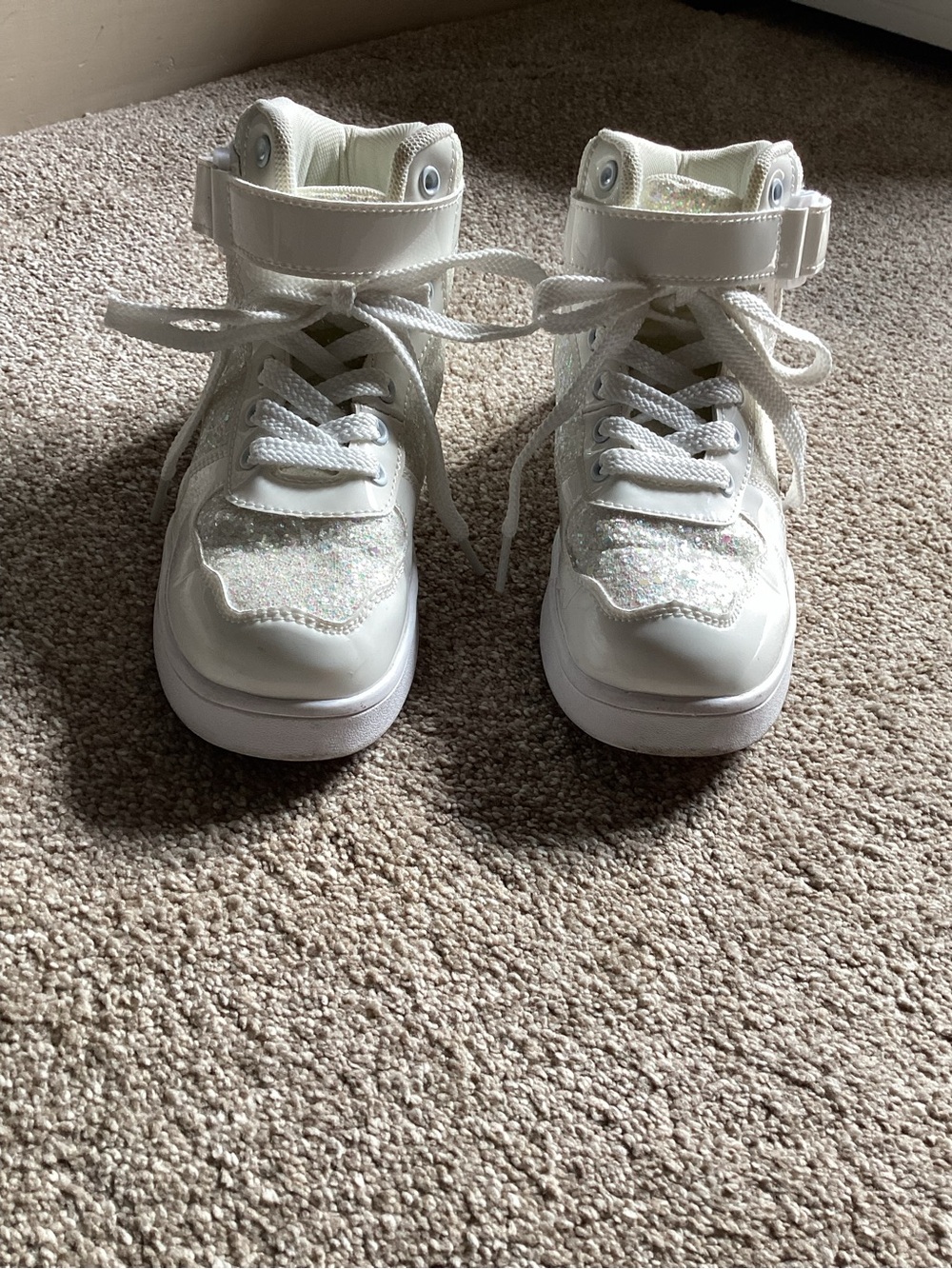 Kids High-Top Sparkle Sneakers - White